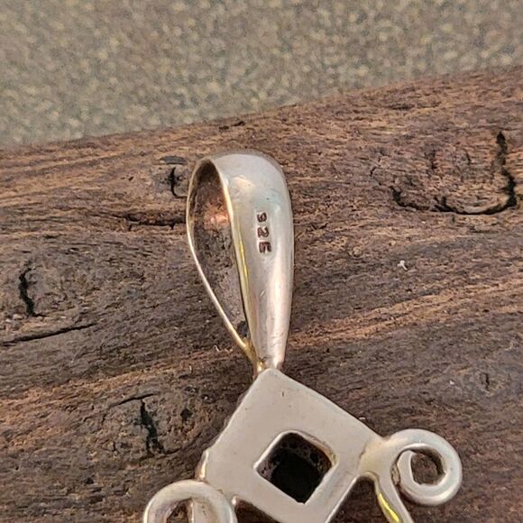 Sterling Contemporary Bali Style Black Druzy Stone Pendant - Picture 4 of 8